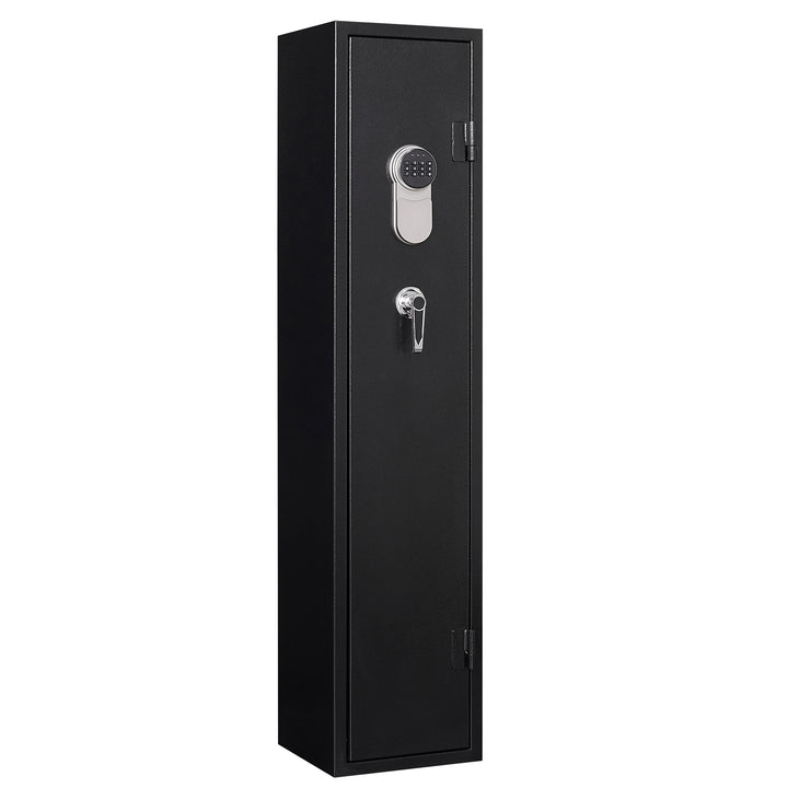 3-5 Gun Safes for Home Rifle and Pistols, Quick Access Safes for Shotguns, cabinets with Adjustable Rack, Pockets and Removable Shelf,External Battery Cases and Alarm System