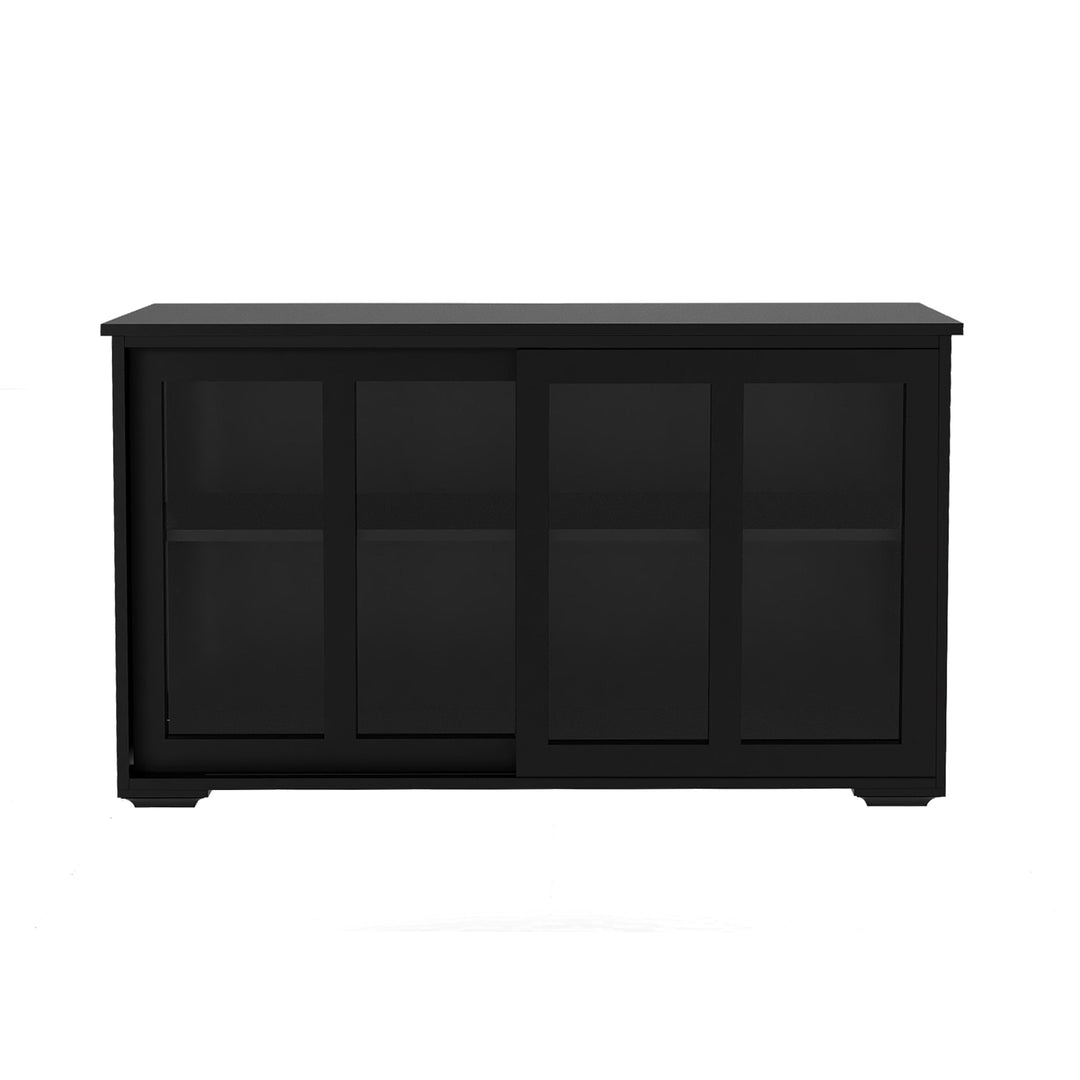 Kitchen Storage Stand Cupboard With Glass Door-Black