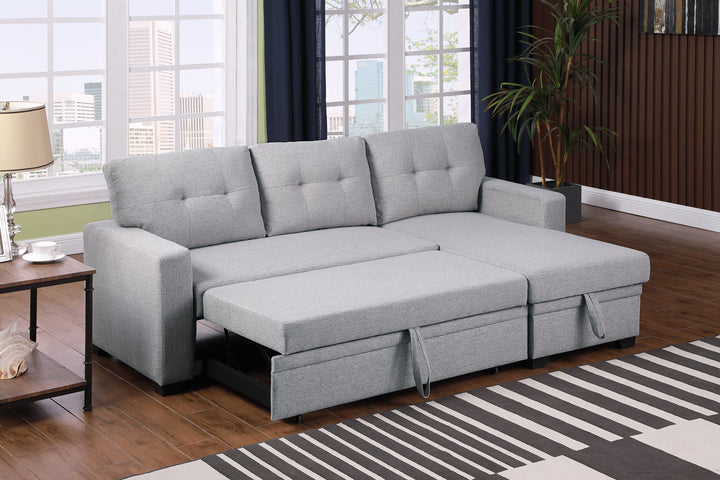 Upholstered Pull out Sectional Sofa with Chaise