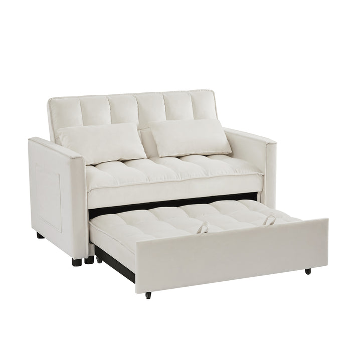 Off White Velvet Loveseat Sofa Bed