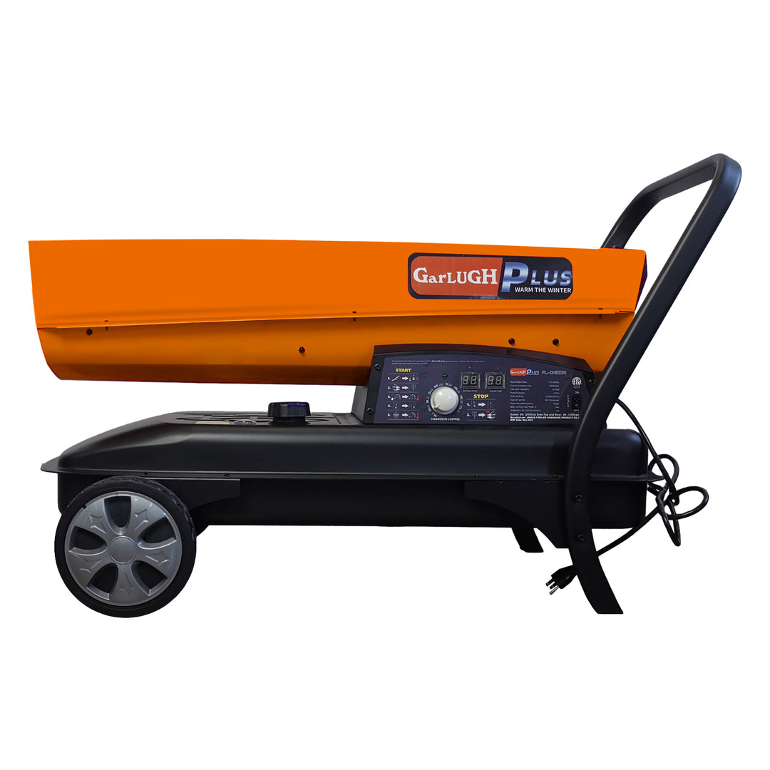 GarLUGH DHE220 Portable Movable Torpedo Forced Air 215000BTU Heavy-duty Kerosene/Diesel Heater with Thermostat Control and Overheat Protection for Jobsite,Garage,Construction Site and Farm.