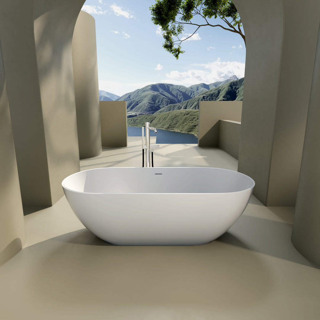 Immerse Yourself in Unmatched Luxury with Our Handcrafted Solid Surface Freestanding Bathtub - Perfect for Relaxation and Rejuvenation - 69*29.5  22S03-69-1