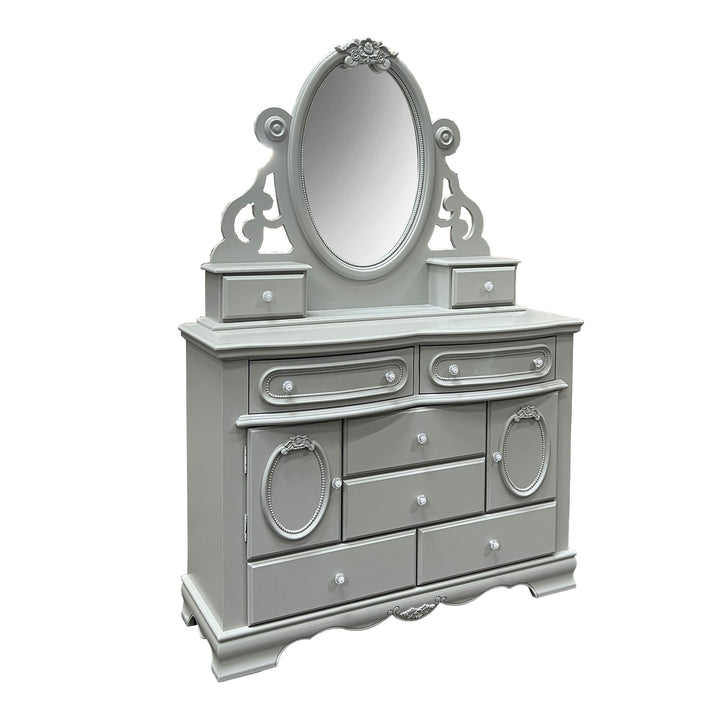 ACME Flora Jewelry Mirror, Gray Finish BD02206