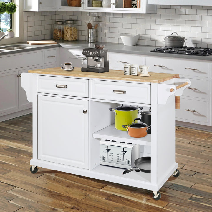 Cambridge Natural Wood Top Kitchen Island with Storage