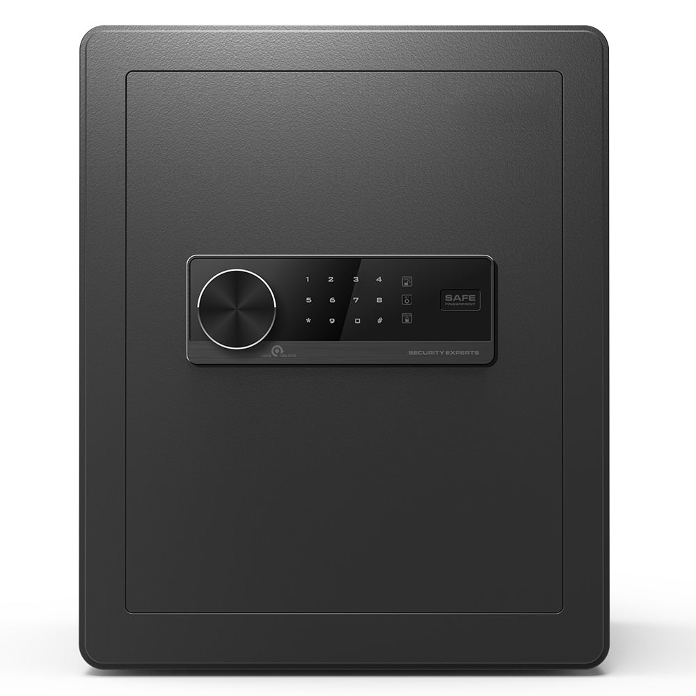 1.7 cubic feet safe, with dual alarm and digital touch screen, suitable for home, hotel, office, alloy steel, black