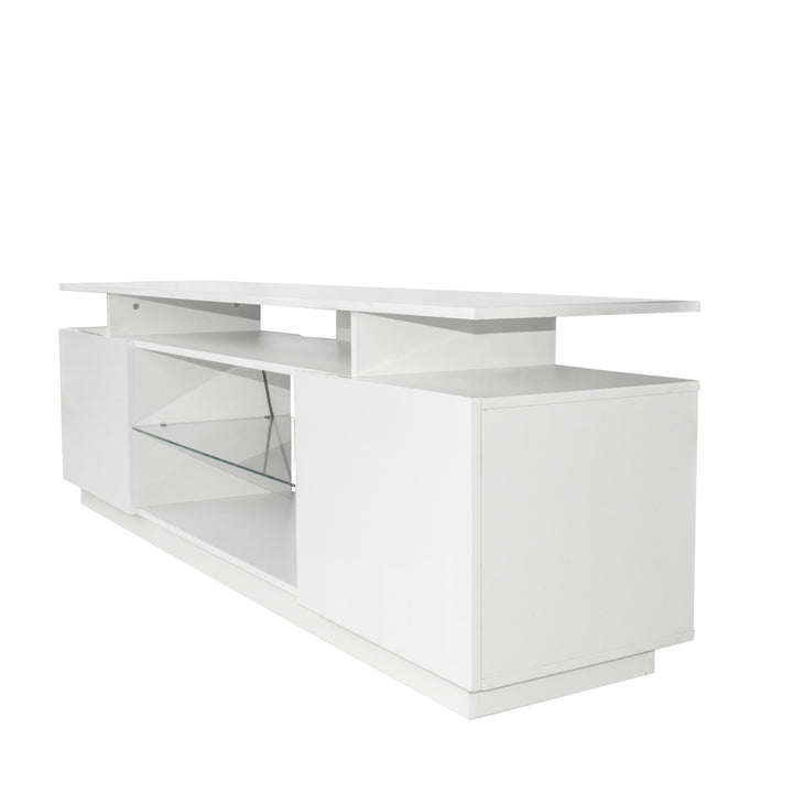 White TV Stand for 80 Inch TV Stands, Media Console Entertainment Center Television Table, 2 Storage Cabinet with Open Shelves for Living Room Bedroom