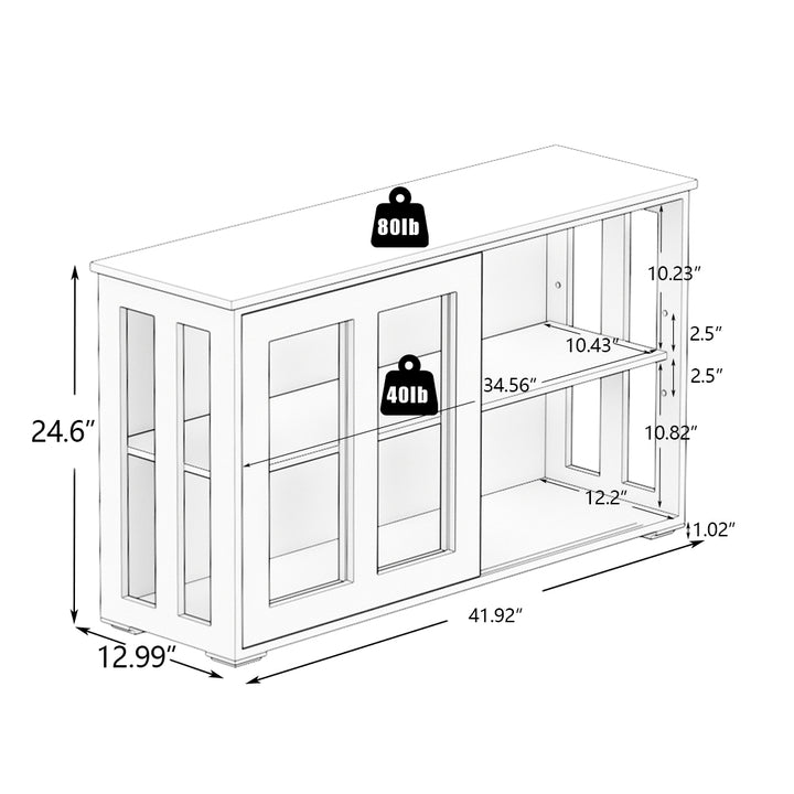 Kitchen Storage Stand Cupboard With Glass Door-Black