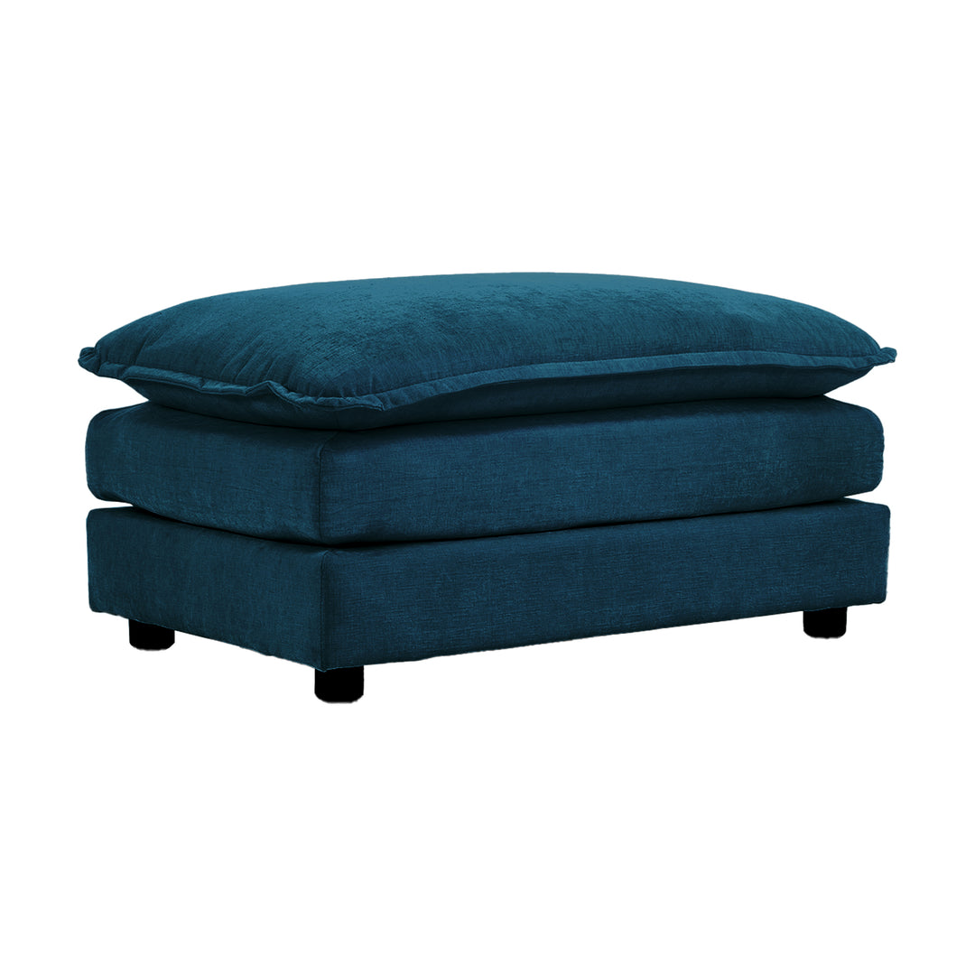 Free Combination Comfy Upholstery Modular Oversized L Shaped Sectional Sofa With Reversible Ottoman, Blue Chenille