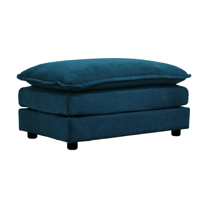 Free Combination Comfy Upholstery Modular Oversized L Shaped Sectional Sofa With Reversible Ottoman, Blue Chenille