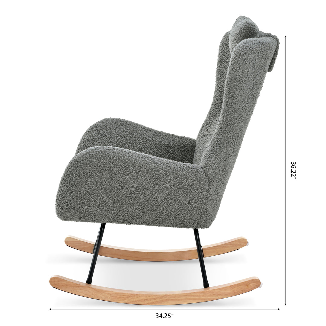 Rocking Chair - with rubber leg and cashmere fabric, suitable for living room and bedroom