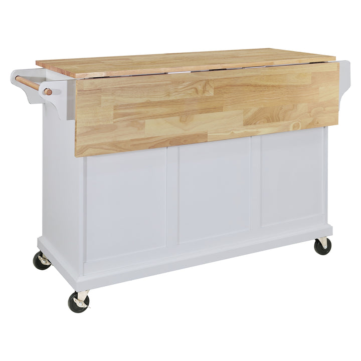 Cambridge Natural Wood Top Kitchen Island with Storage