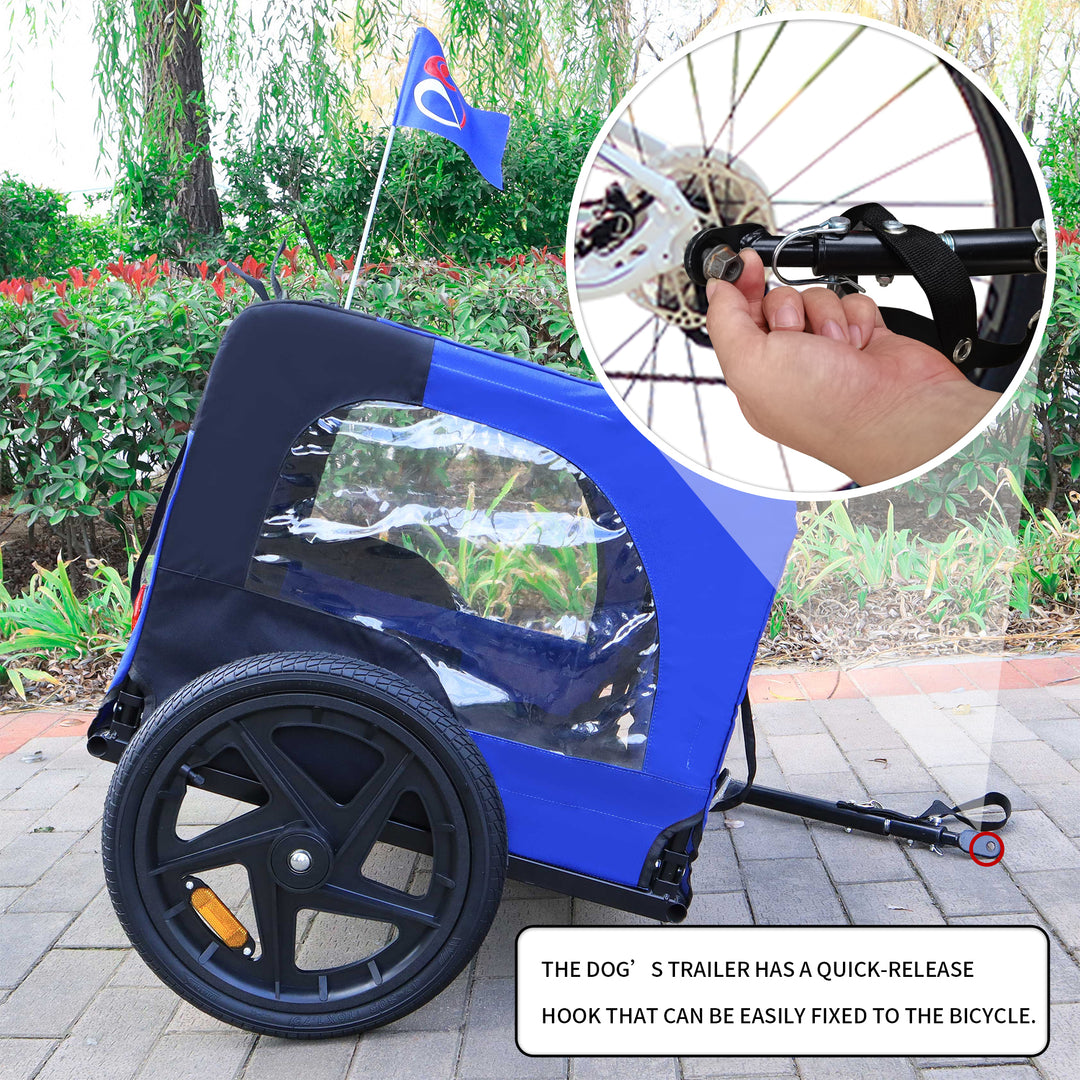 Blue High Quality 16 inch air wheel Pet Bike Trailer for Dogs Foldable Bicycle Pet Trailer