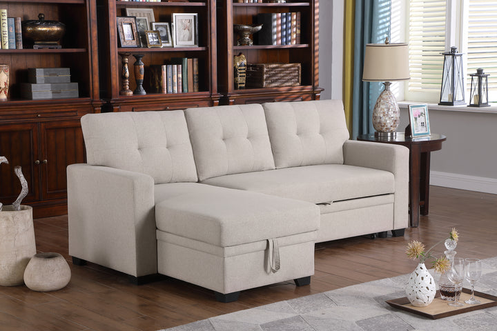 Upholstered Pull out Sectional Sofa with Chaise