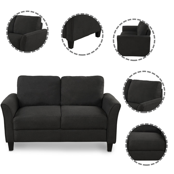 Living Room Sets Furniture Armrest Sofa Single Chair Sofa Loveseat Chair 3-Seat Sofa (ChairLoveseat Chair&3-Seat Sofa, Black)