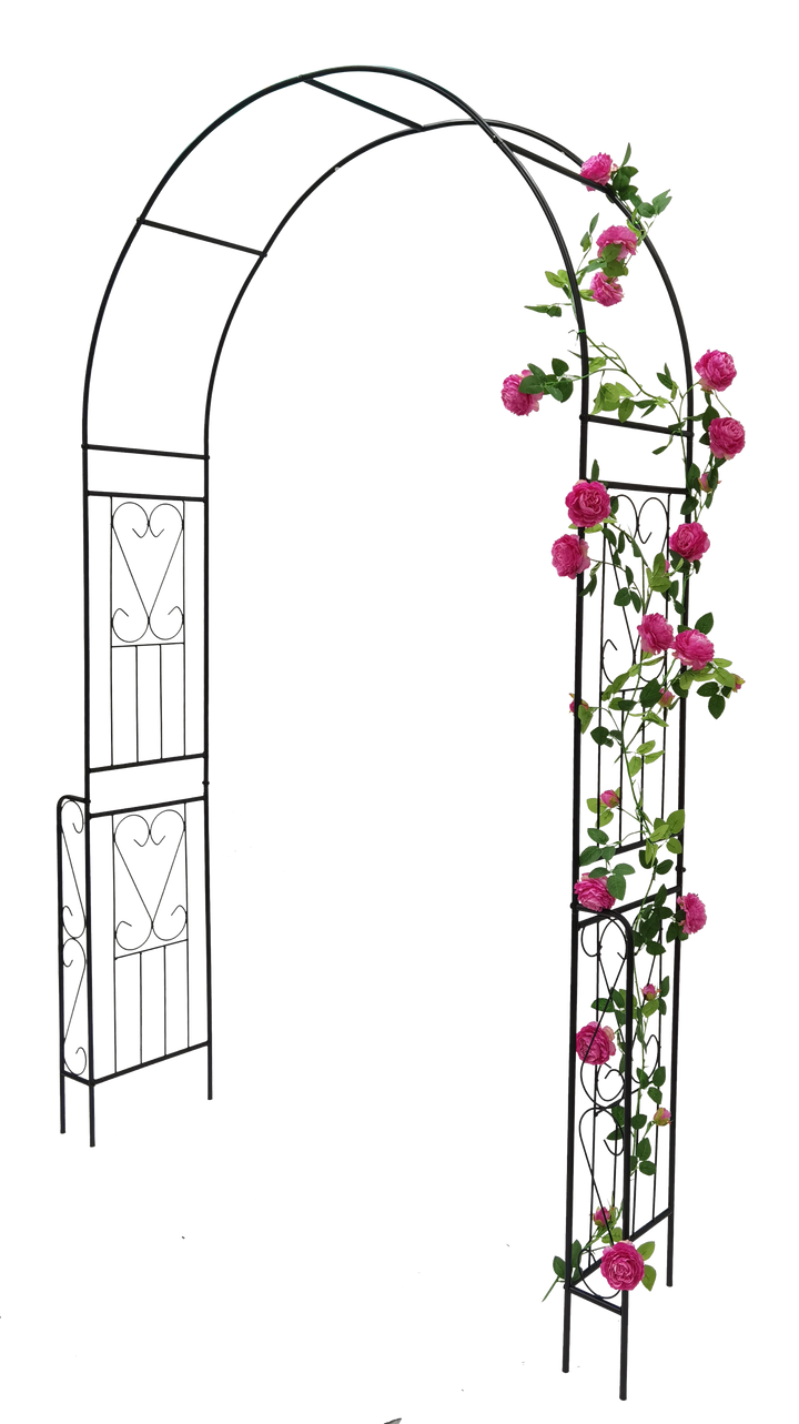 Metal Garden Arch W55'' x H94.5'' Garden Arbor Trellis Climbing Plants Support Rose Arch Outdoor Arch Black