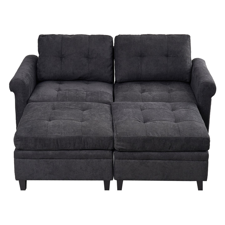 U Shaped Sectional Couch Convertible Sectional Couch with Double Chaise 4 Seat Sectional Sofa for Living Room