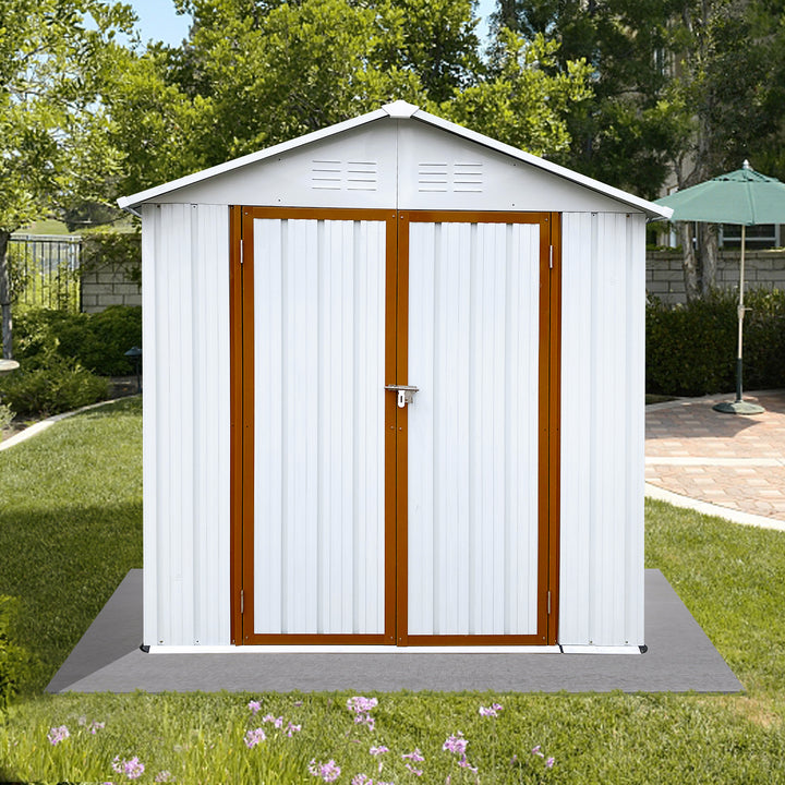 Outdoor storage sheds 4FTx6FT Apex roof White+Yellow