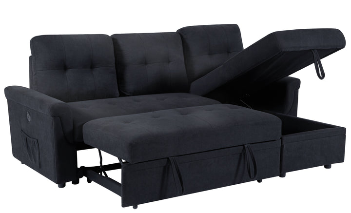 Variable sofa bed with storage and USB charging port