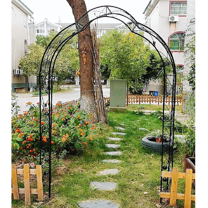 Metal Garden Arch Assemble Freely with 8 Styles Garden Arbor Trellis Climbing Plants Support Rose Arch Black