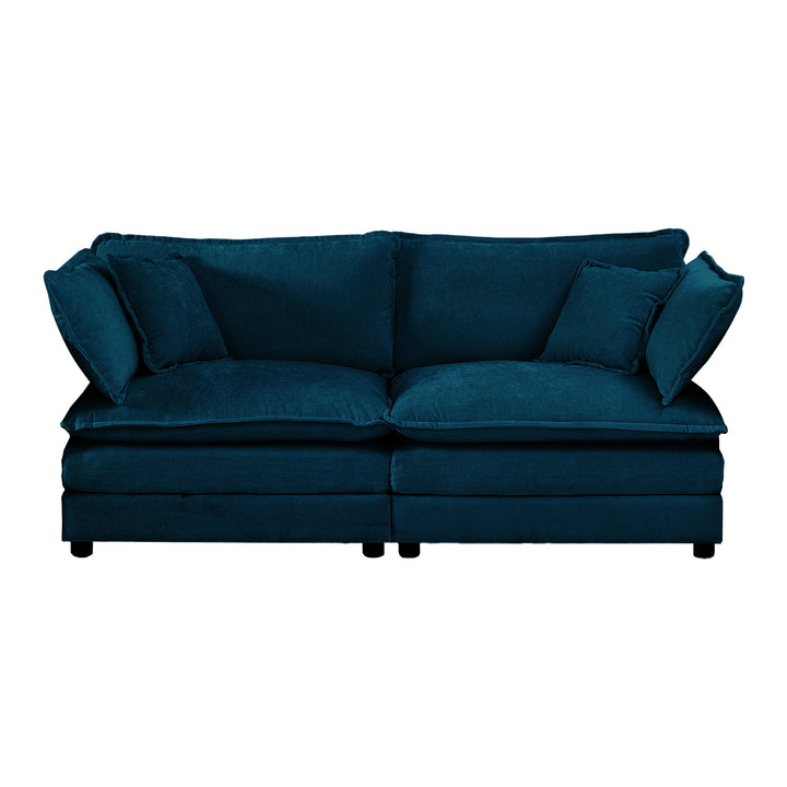 2 Seater Loveseat and Chair Set, 2 Piece Sofa & Chair Set, Loveseat and Accent Chair , 2-Piece Upholstered Chenille Sofa Living Room Couch Furniture(1+2 Seat ) ,Blue Chenille