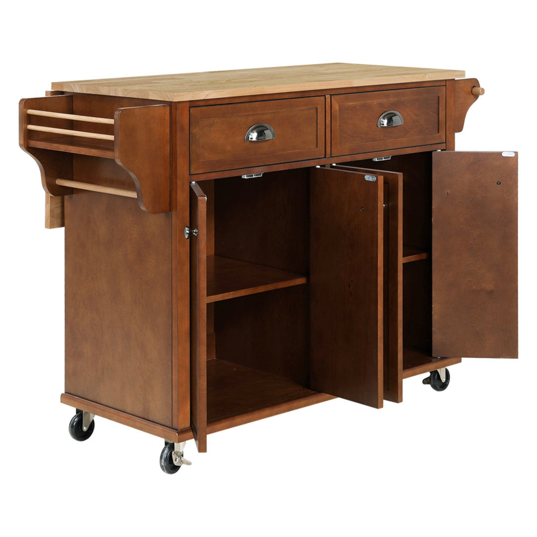 Cambridge Natural Wood Top Kitchen Island with Storage