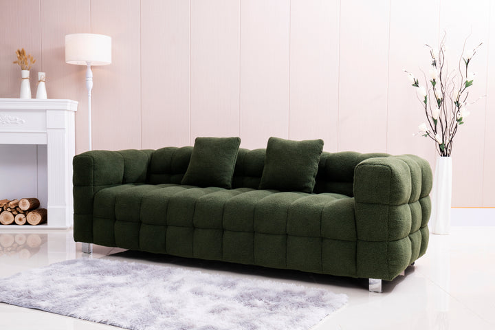 [New+Video]2146 Sofa includes two pillows 80" green  fleece for living room bedroom