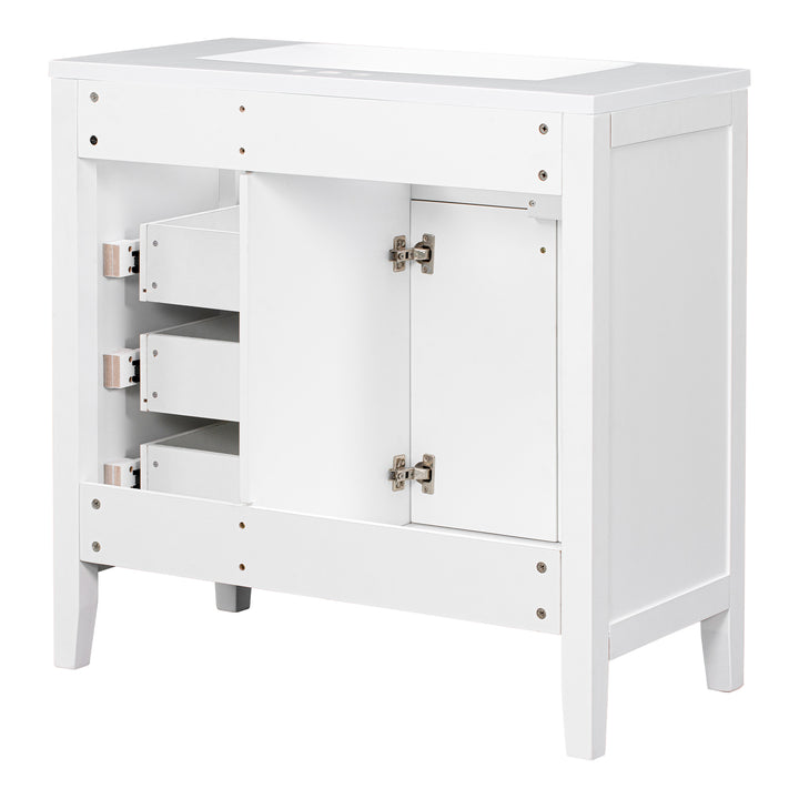 36" Bathroom Vanity with Sink Combo, White Bathroom Cabinet with Drawers, Solid Frame and MDF Board