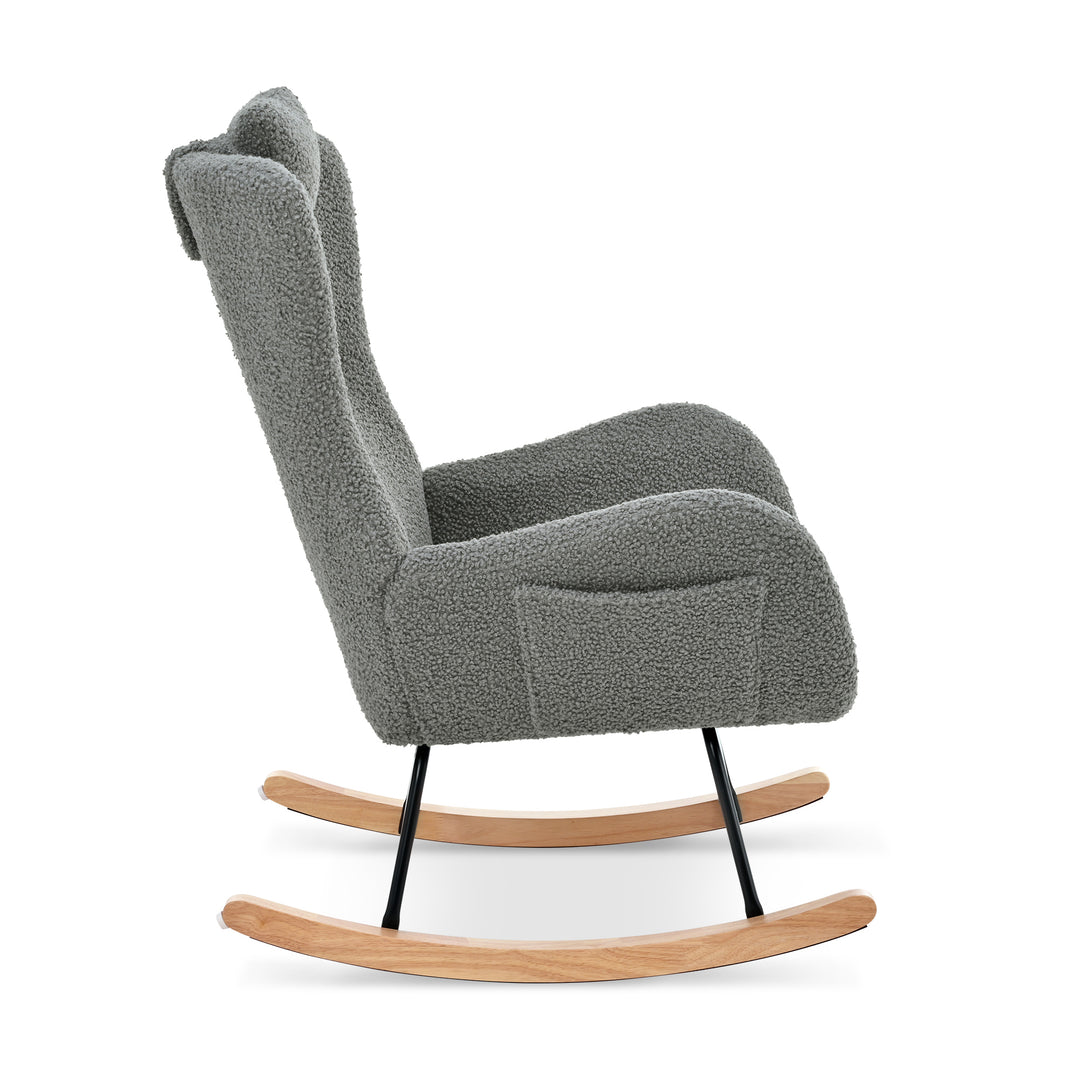 Rocking Chair - with rubber leg and cashmere fabric, suitable for living room and bedroom