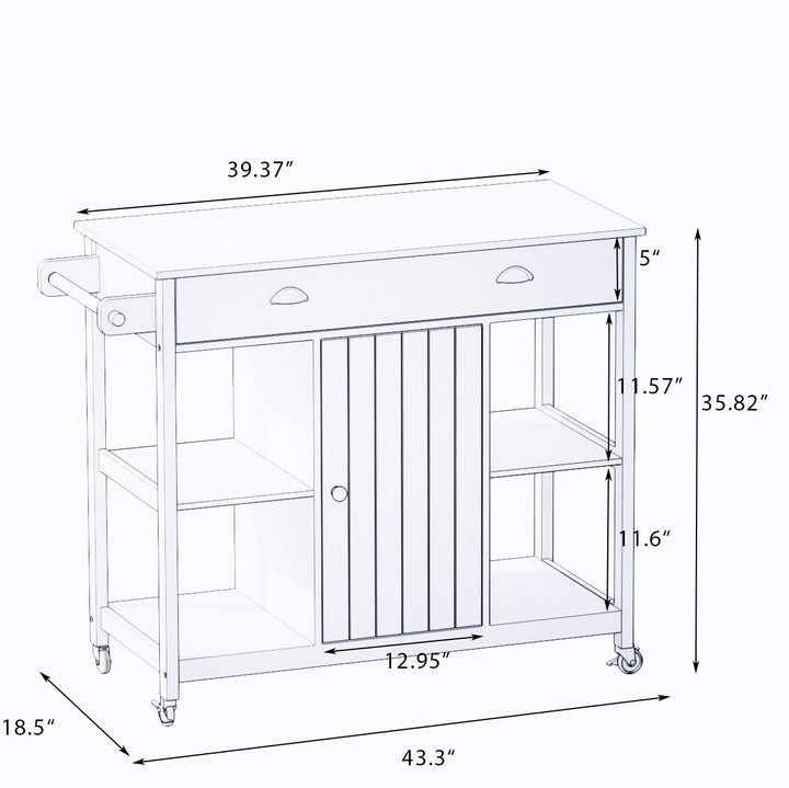 Stainless steel countertop white Kicthen cart