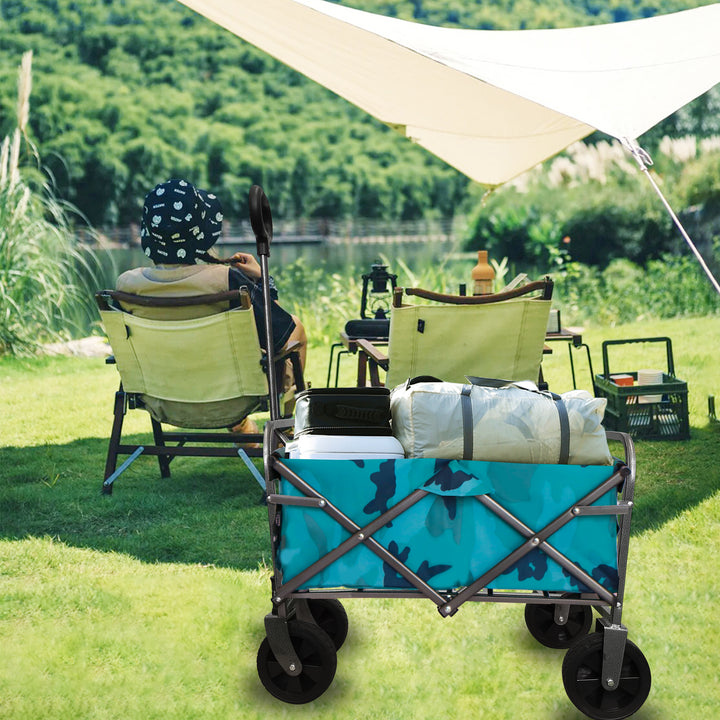 Outdoor Garden Multipurpose Micro Collapsible Beach Trolley Cart Camping Folding Wagon