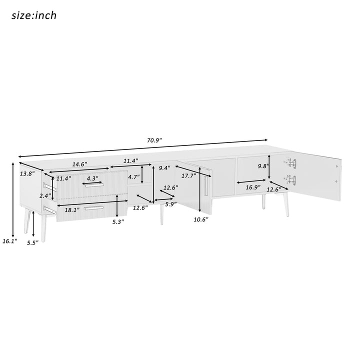 U-Can Modern TV Stand with 5 Champagne legs - Durable, stylish, spacious, versatile storage TVS up to 77" (Black)