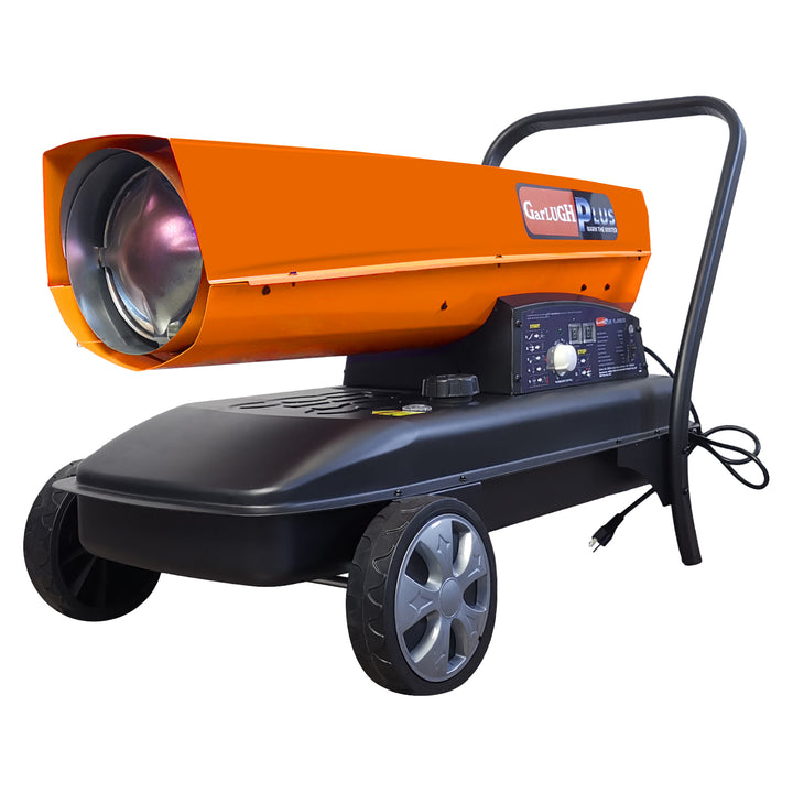 GarLUGH DHE220 Portable Movable Torpedo Forced Air 215000BTU Heavy-duty Kerosene/Diesel Heater with Thermostat Control and Overheat Protection for Jobsite,Garage,Construction Site and Farm.