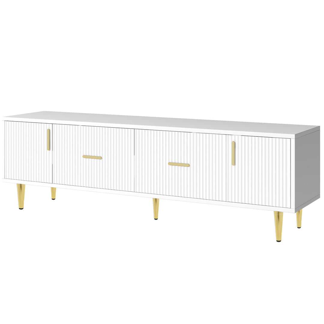 U-Can Modern TV Stand with 5 Champagne Legs - Durable, Stylish and Spacious, TVs Up to 75''