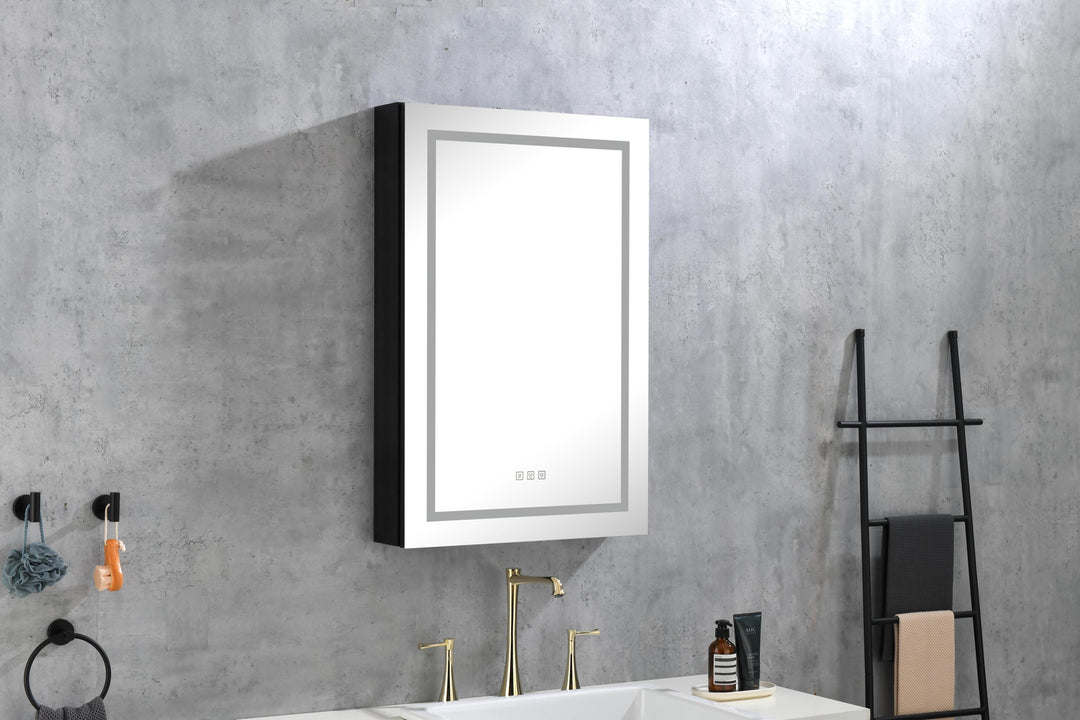 LED Lighted Bathroom Medicine Cabinet with Mirror, Surface Lighted Medicine Cabinet,Dimmable,Adjustable Shelves,Intelligent Switch Medicine Cabinet, Aluminum Frame,