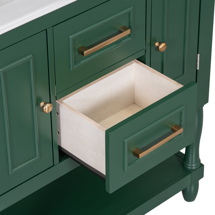 30" Bathroom Vanity with Sink Top, Bathroom Vanity Cabinet with Two Doors and Two Drawers, Solid Wood Frame, One Package, Green