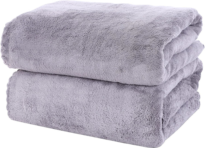 TOGOFAR  2 Pack Premium Bath Towel Set - Quick Drying - Microfiber Coral Velvet Highly Absorbent Towels - Multipurpose Use as Bath Fitness, Bathroom, Shower, Sports, Yoga Towel (Grey)