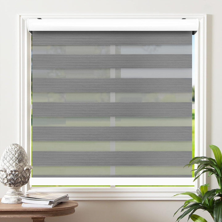 Zebra Blinds Layered Roller Shades Light Filtering Privacy Protection for Day and Night Easy to Install Wide Range Custom Size Various Color Options