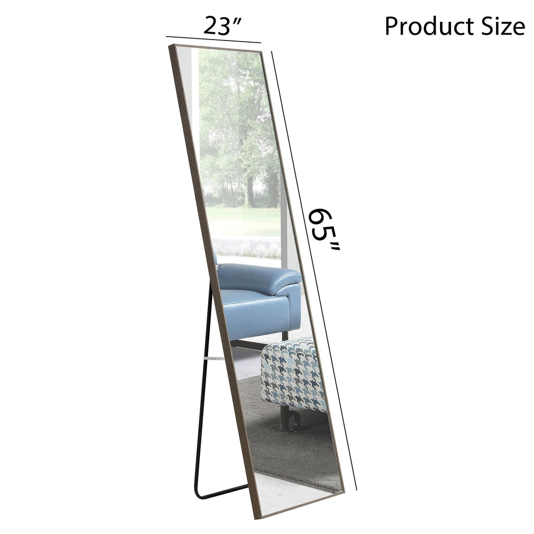 3rd generation  Grey Solid Wood Frame Full-length Mirror, Dressing Mirror, Bedroom Home Porch, Decorative Mirror, Clothing Store, Floor Mounted Large Mirror, Wall Mounted.65"*23"
