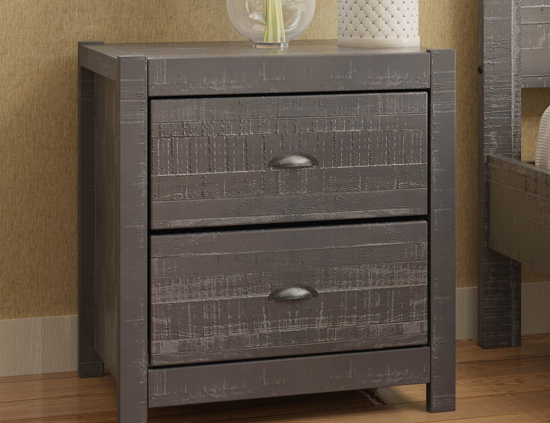 Solid Wood Night Stand, Bedside Table, End Table, Desk with Drawers for Living Room, Bedroom (Grey)