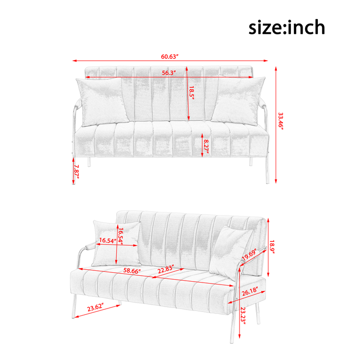 [New Design] Modern and comfortable pink Australian cashmere fabric sofa, comfortable loveseat with two throw pillows