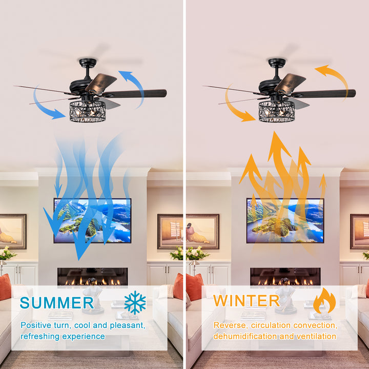 Farmhouse Industrial 52-inch Ceiling Fan (Optional Remote&2 Color Option Blades)  or Bedroom, Living Room, Dining Room