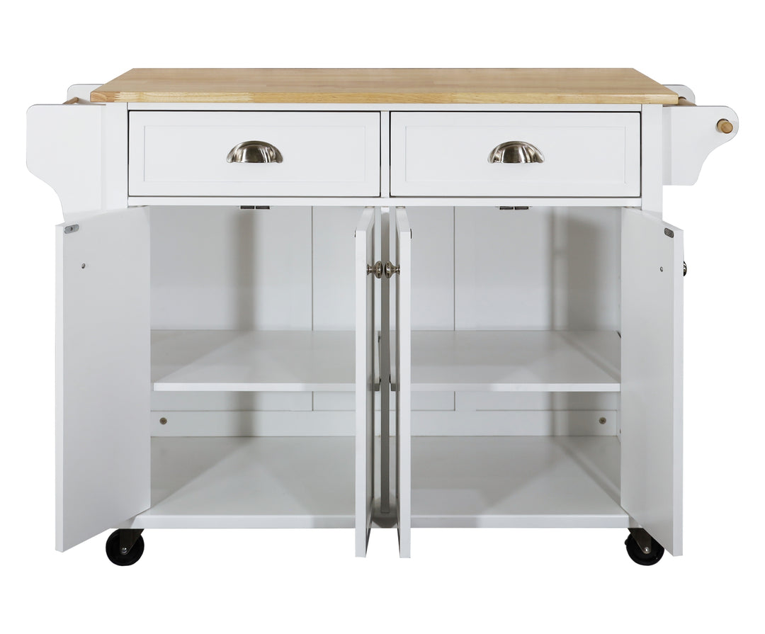 Cambridge Natural Wood Top Kitchen Island with Storage