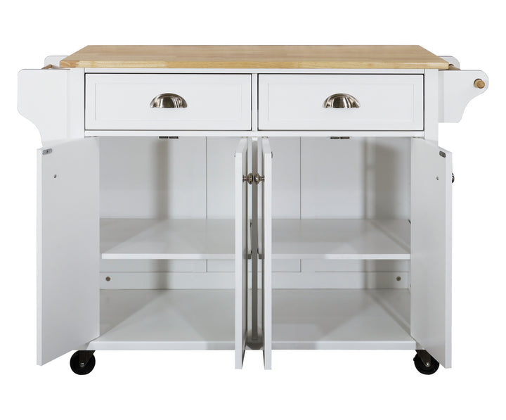 Cambridge Natural Wood Top Kitchen Island with Storage