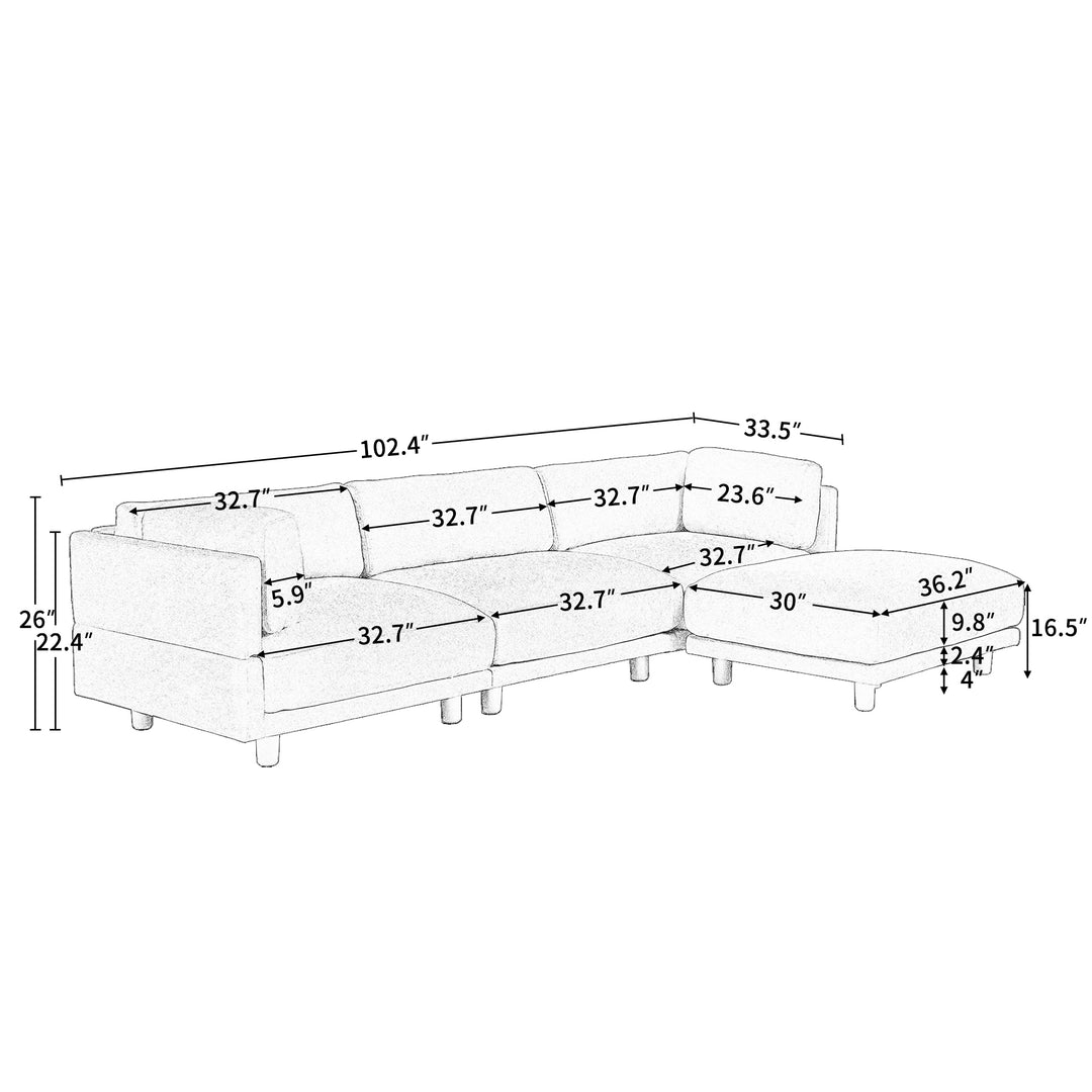 U_STYLE Upholstery Convertible Sectional Sofa, L Shaped Couch with Reversible Chaise