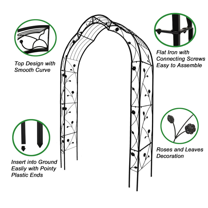 Metal Garden Arch Assemble Freely with 8 Styles Garden Arbor Trellis Climbing Plants Support Rose Arch Black