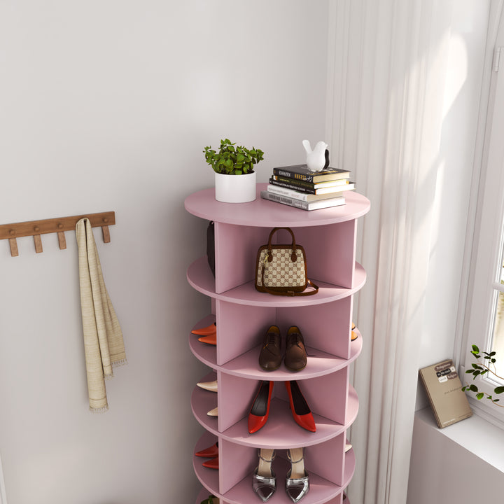 Pink 360 Rotating shoe cabinet 6 layers