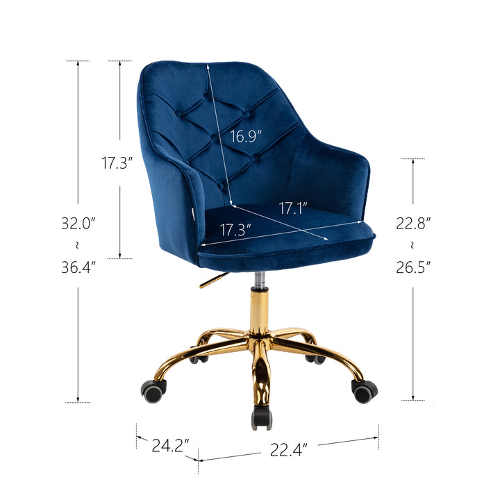 COOLMORE Velvet Swivel Shell Chair for Living Room ,Office chair , Modern Leisure Arm Chair Navy