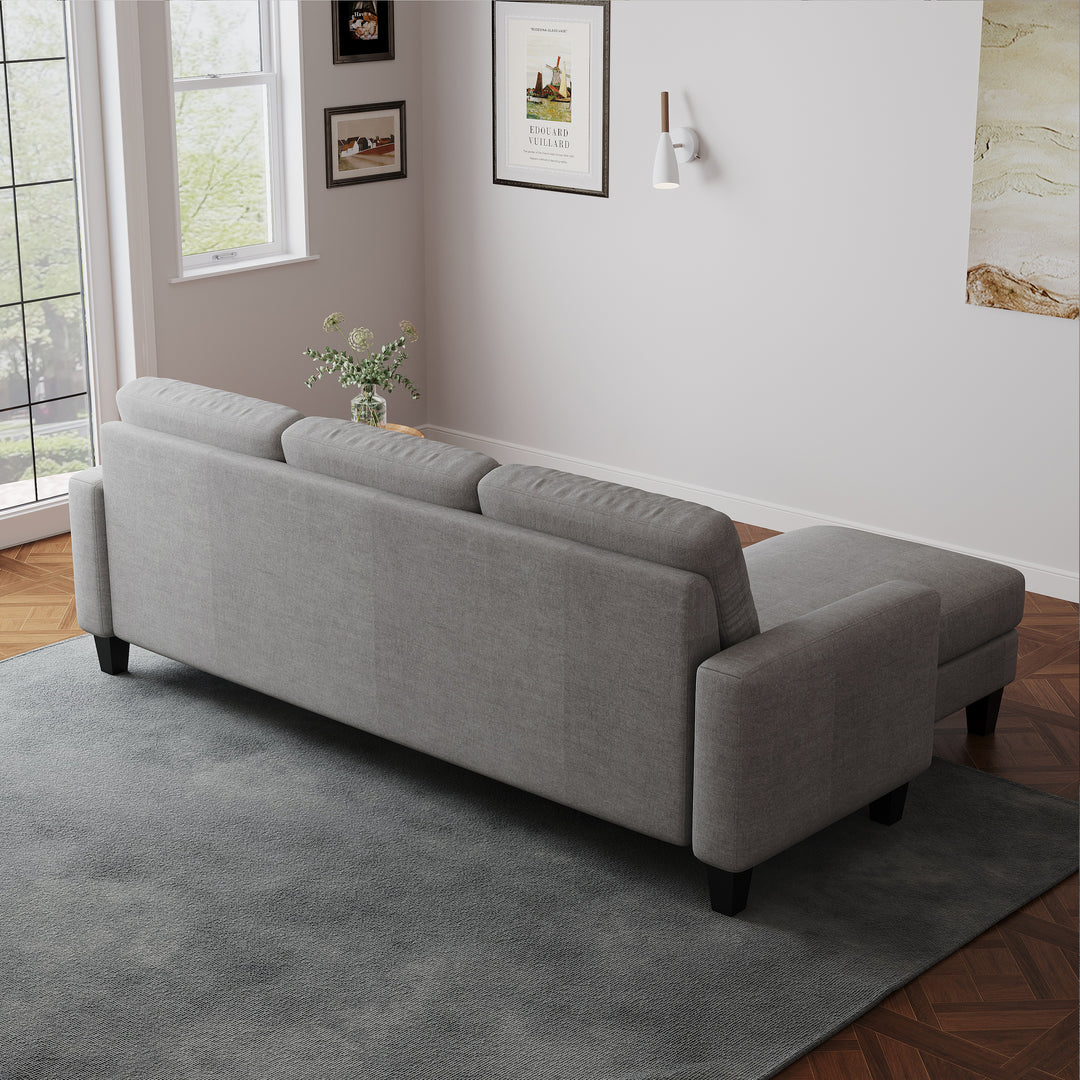 Living Room Furniture with Polyestr Fabric L Shape Couch Corner Sofa for Small Space Grey