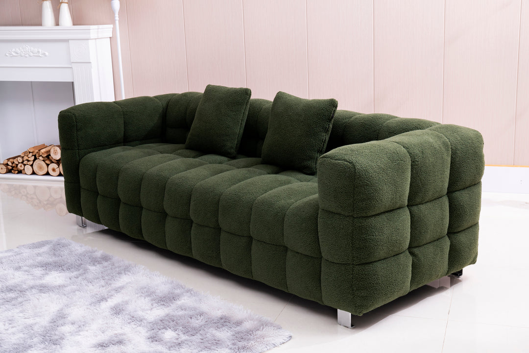 [New+Video]2146 Sofa includes two pillows 80" green  fleece for living room bedroom