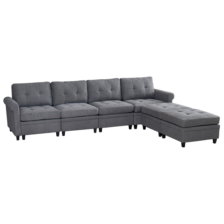 U Shaped Sectional Couch Convertible Sectional Couch with Double Chaise 4 Seat Sectional Sofa for Living Room